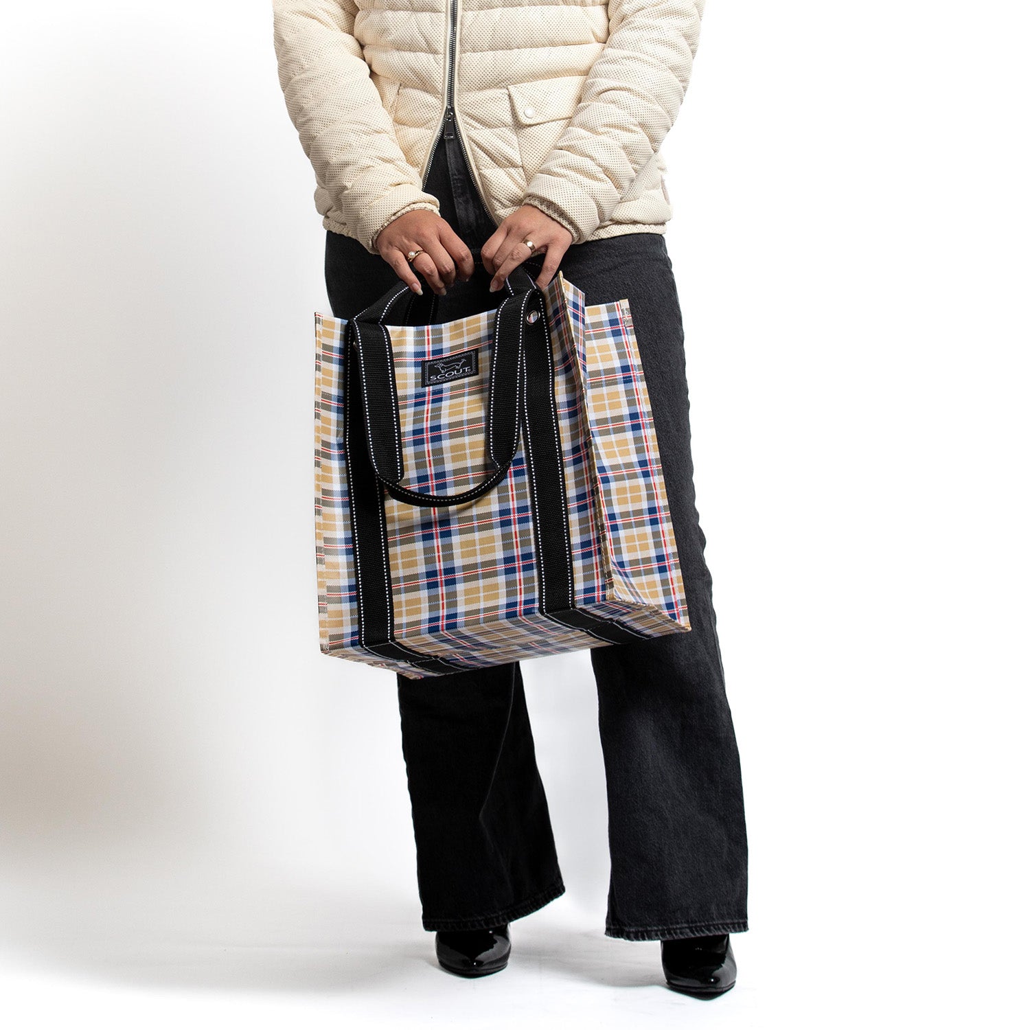 TWENTY FOUR Checkered Tote Shoulder Bag Large Handbags for Women