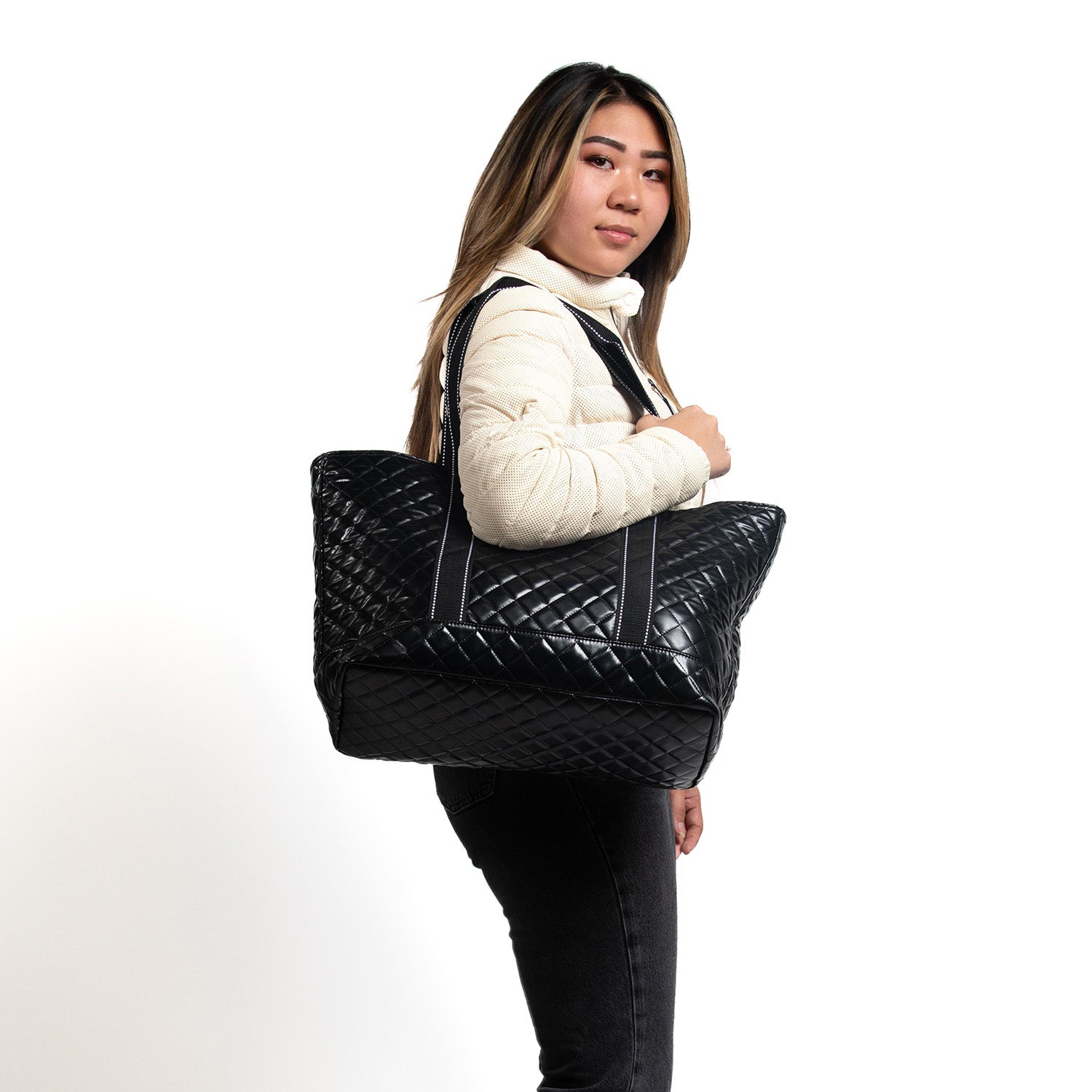Quilted Woven Tote Large