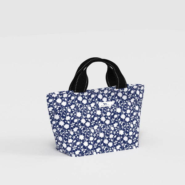 SCOUT Nooner Lunch Bag small cooler in Bloom Service pattern blue and white