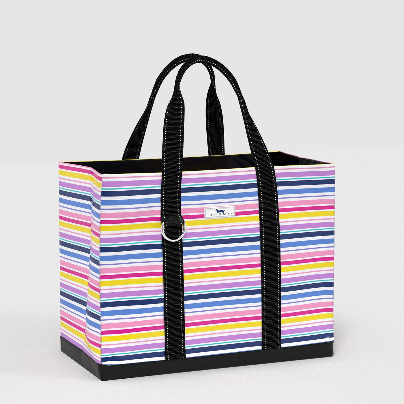 SCOUT Original Deano Tote Large in Stripe a Pose pattern — colorful tote bag gift