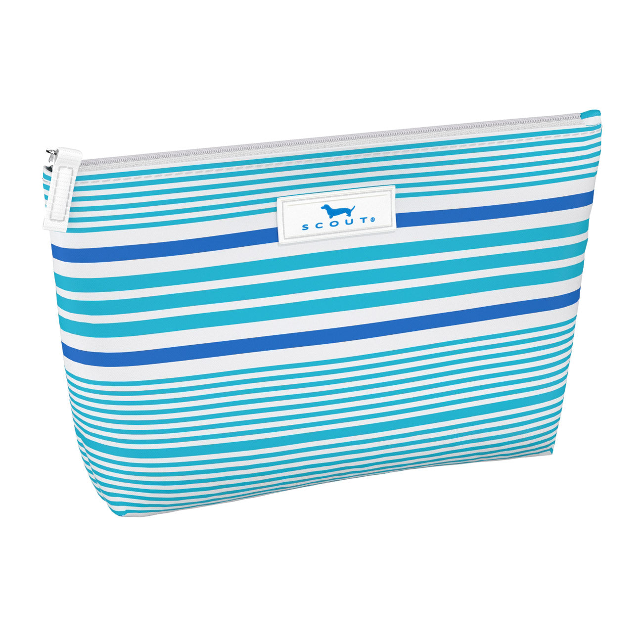 Striped Makeup Pouch, Coated Pink Lining