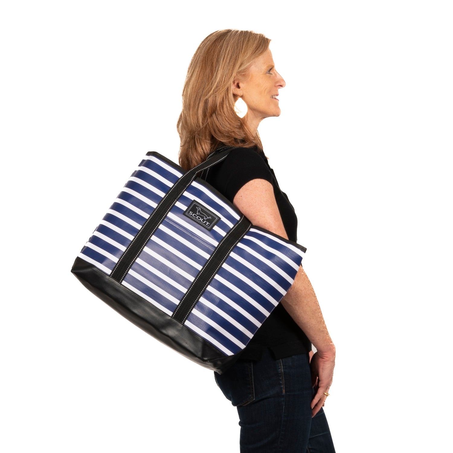 Isla Checkered Canvas Shoulder Tote Bag (available in Black and Blue)